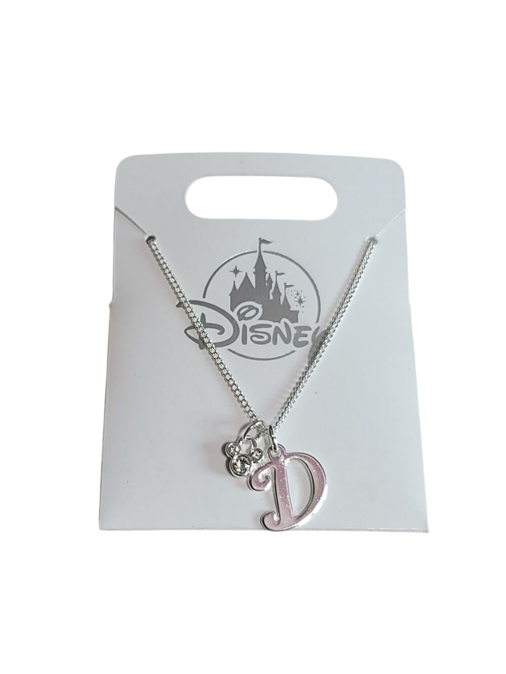 Disney Silver-Tone Necklace With 'D' Pendant and Mickey Mouse Charm Rhinestone